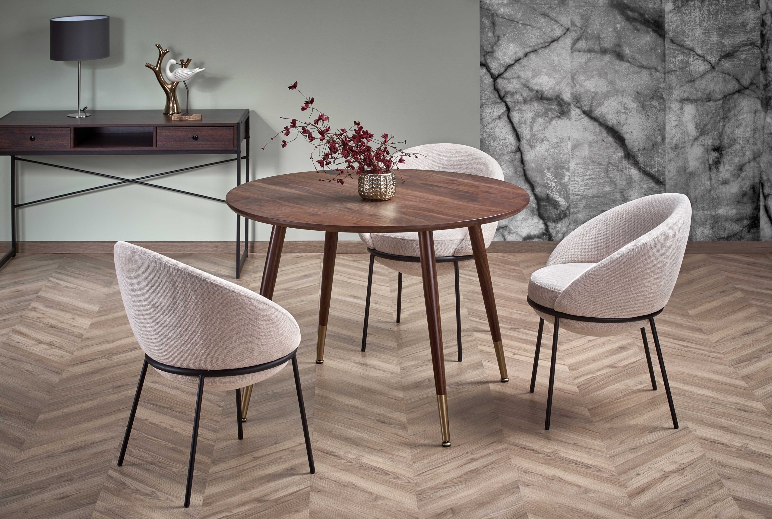 DOMENICO table walnut/gold