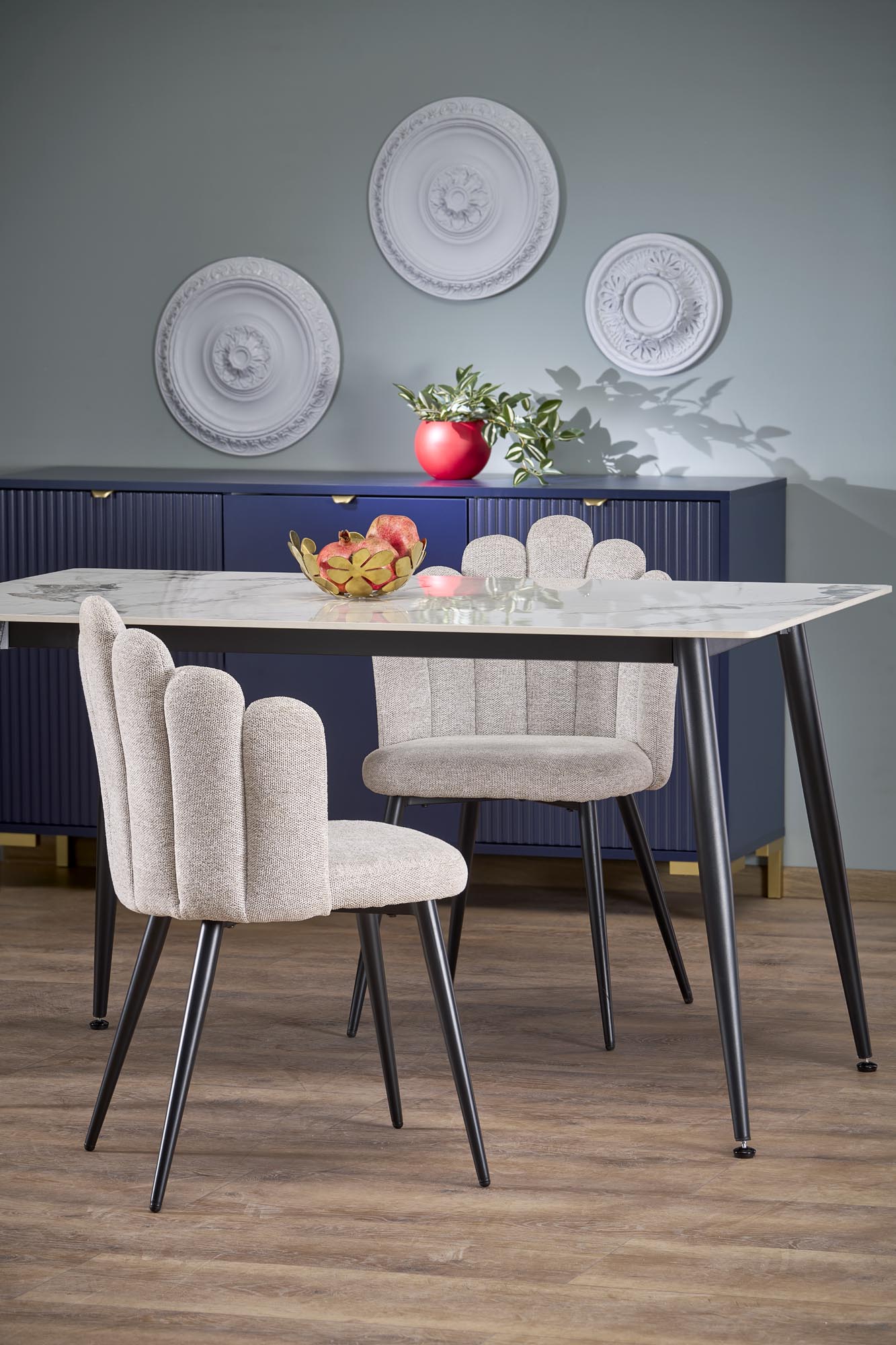 EMILIO 140 table, color: top - white marble, legs - black - Image 7