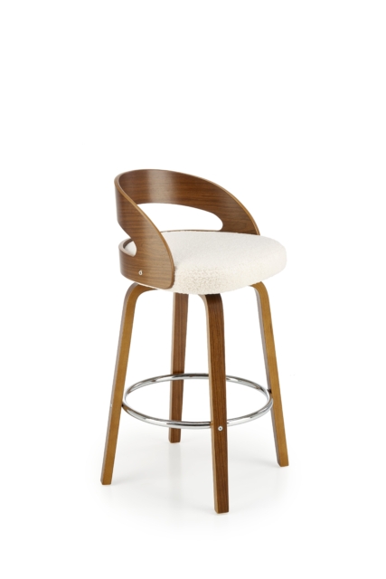 H110 bar stool, creamy / walnut
