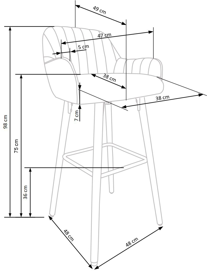 H93 bar stool, color: dark grey - Image 10