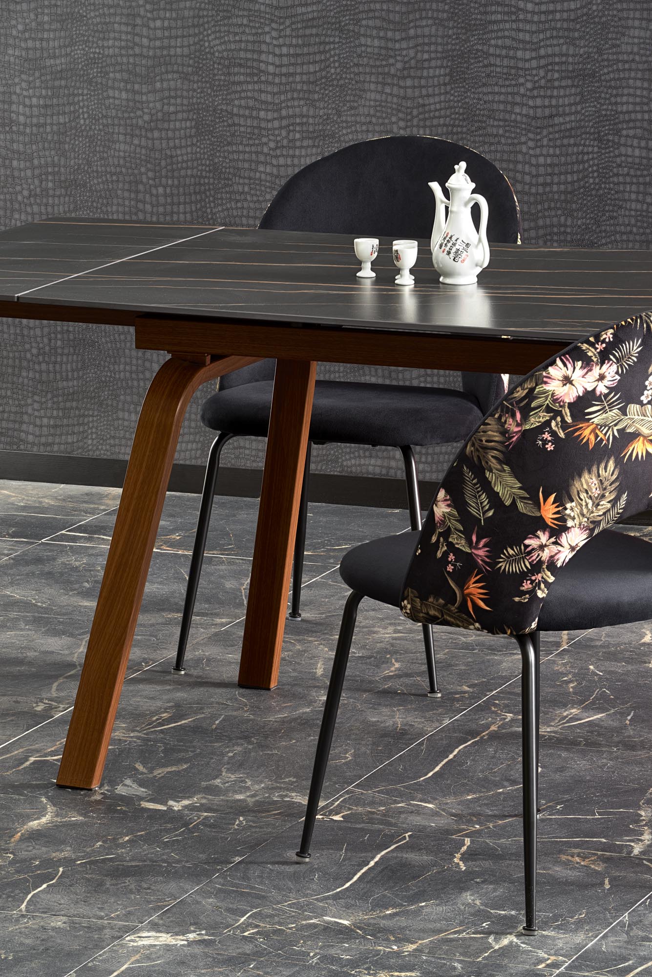 LOZANO extension table, black marble / walnut - Image 12