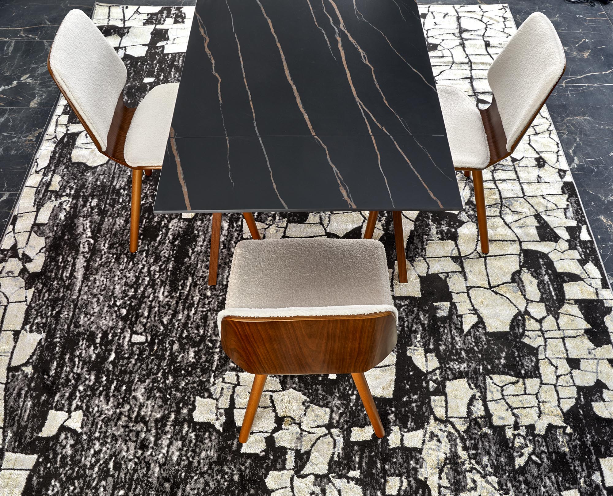 LOZANO extension table, black marble / walnut - Image 15