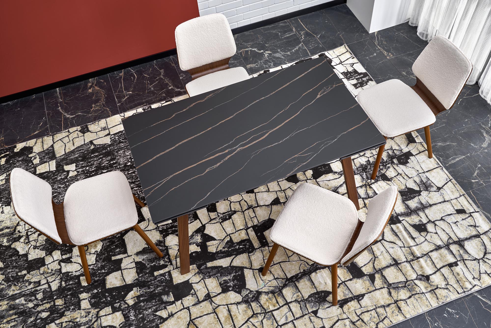 LOZANO extension table, black marble / walnut - Image 17