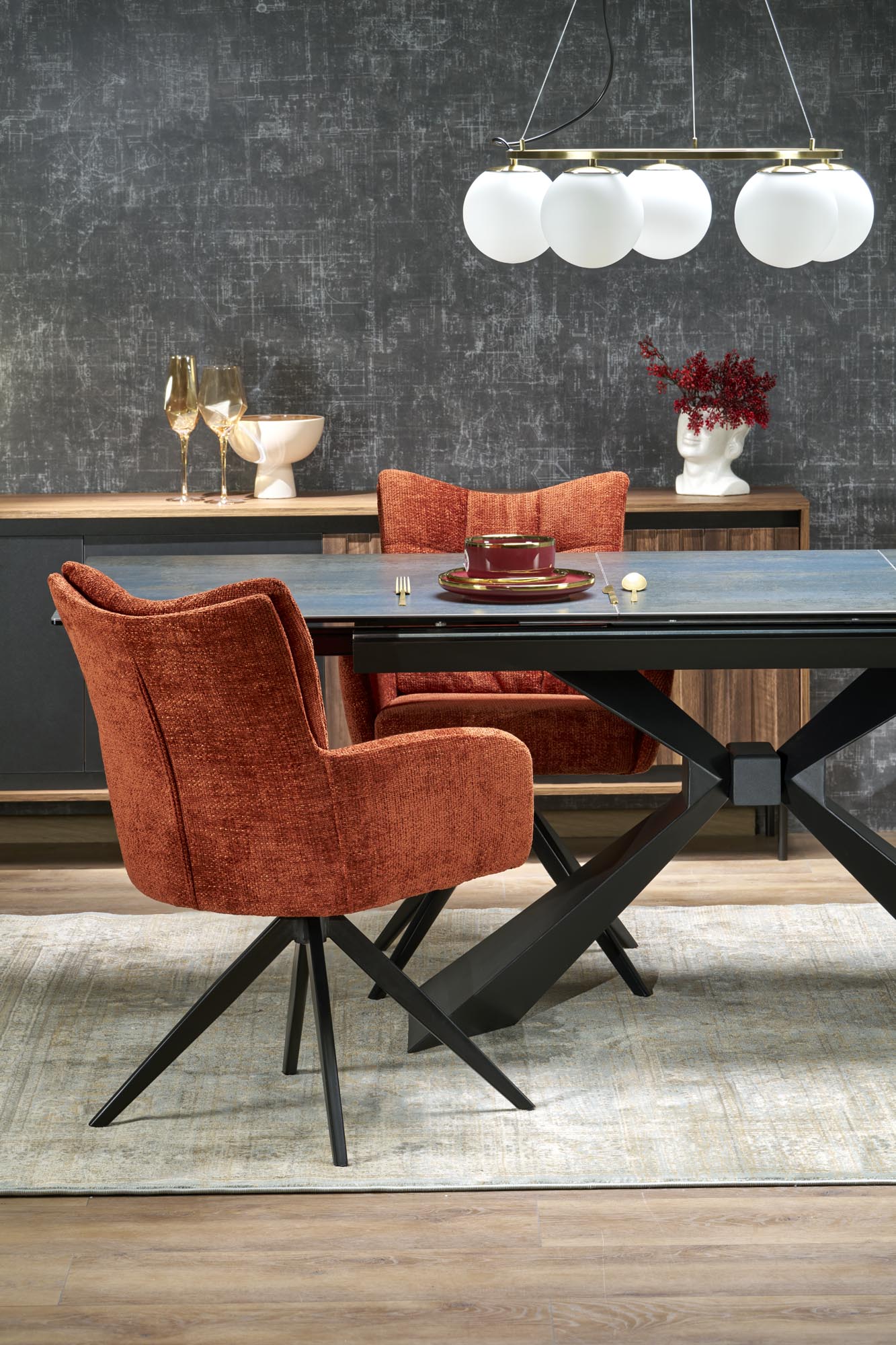 LUCIANO extension table, blue marble / black - Image 13