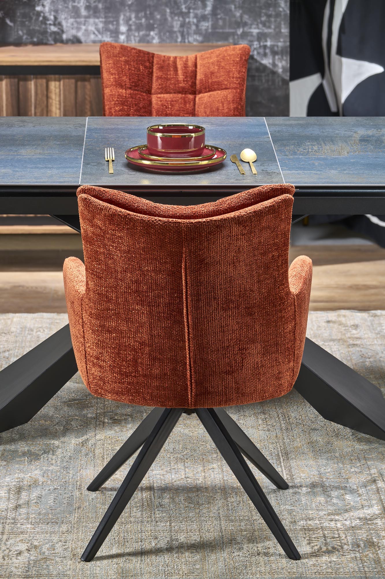 LUCIANO extension table, blue marble / black - Image 15