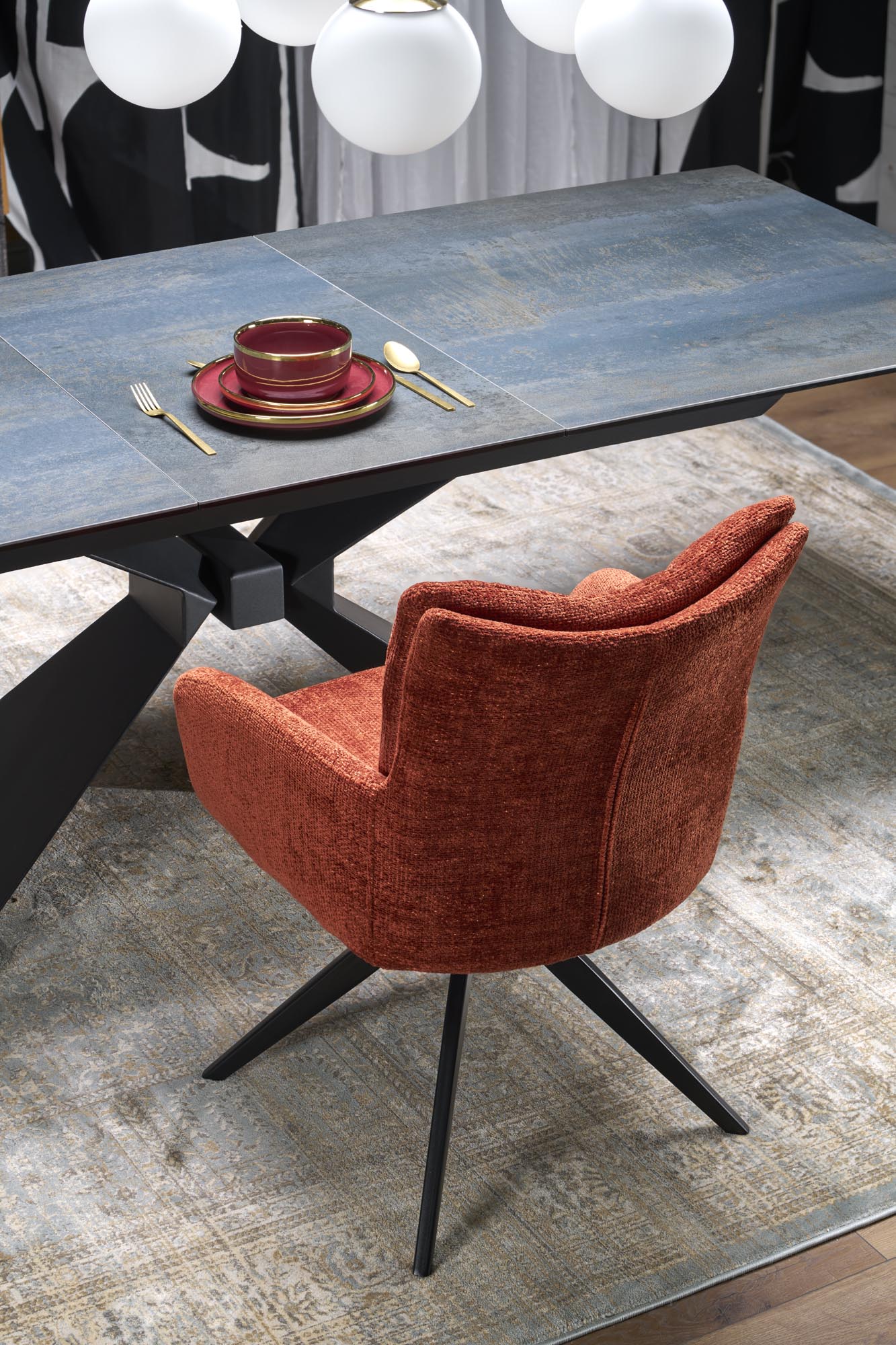 LUCIANO extension table, blue marble / black - Image 16