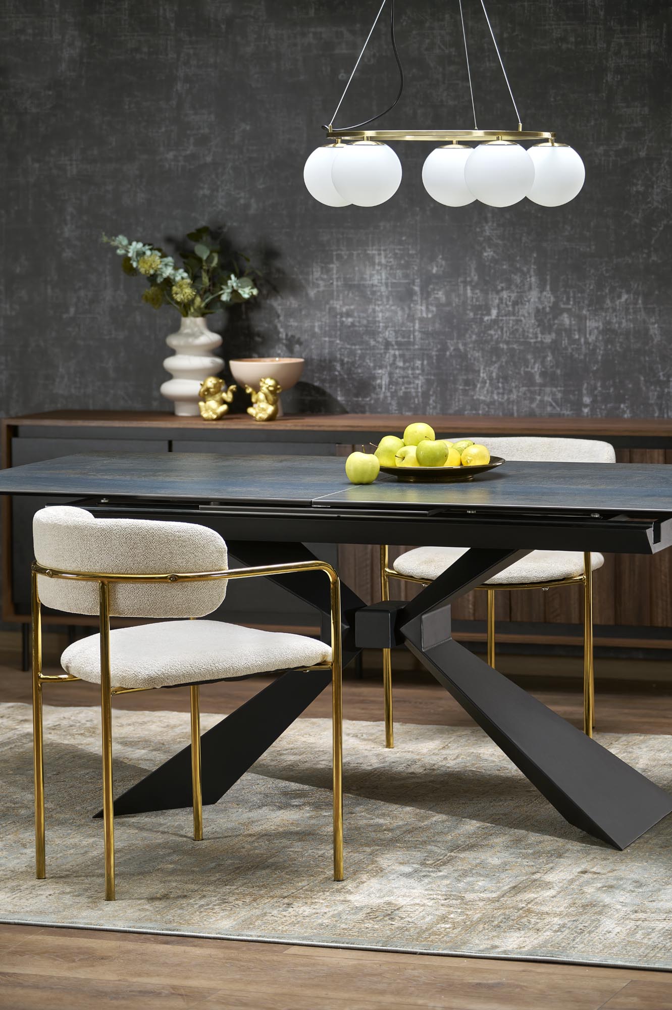 LUCIANO extension table, blue marble / black - Image 19