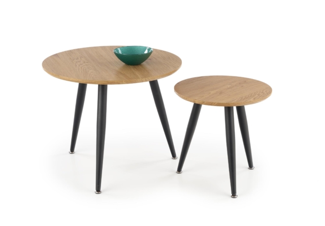 MENTONA 2, set of two coffee tables, color: golden oak / black
