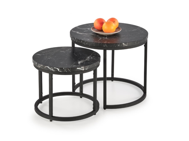 OREO set of two c. tables - black marble / black