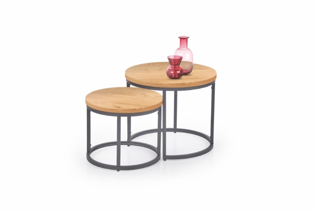 OREO set of two c. tables - golden oak / black