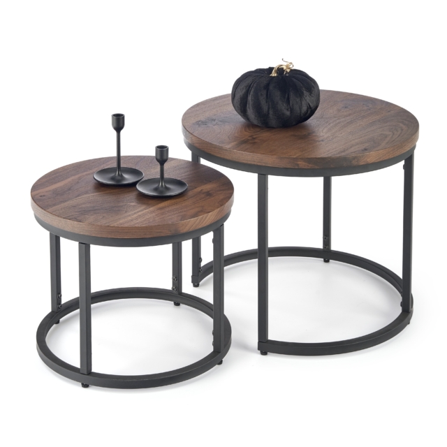 OREO set of two coffee tables, walnut / black