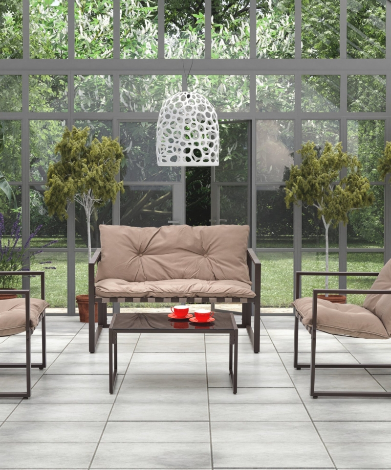 SHARK garden set (sofa + 2 chairs + coffee tables), d.brown / cappuccino