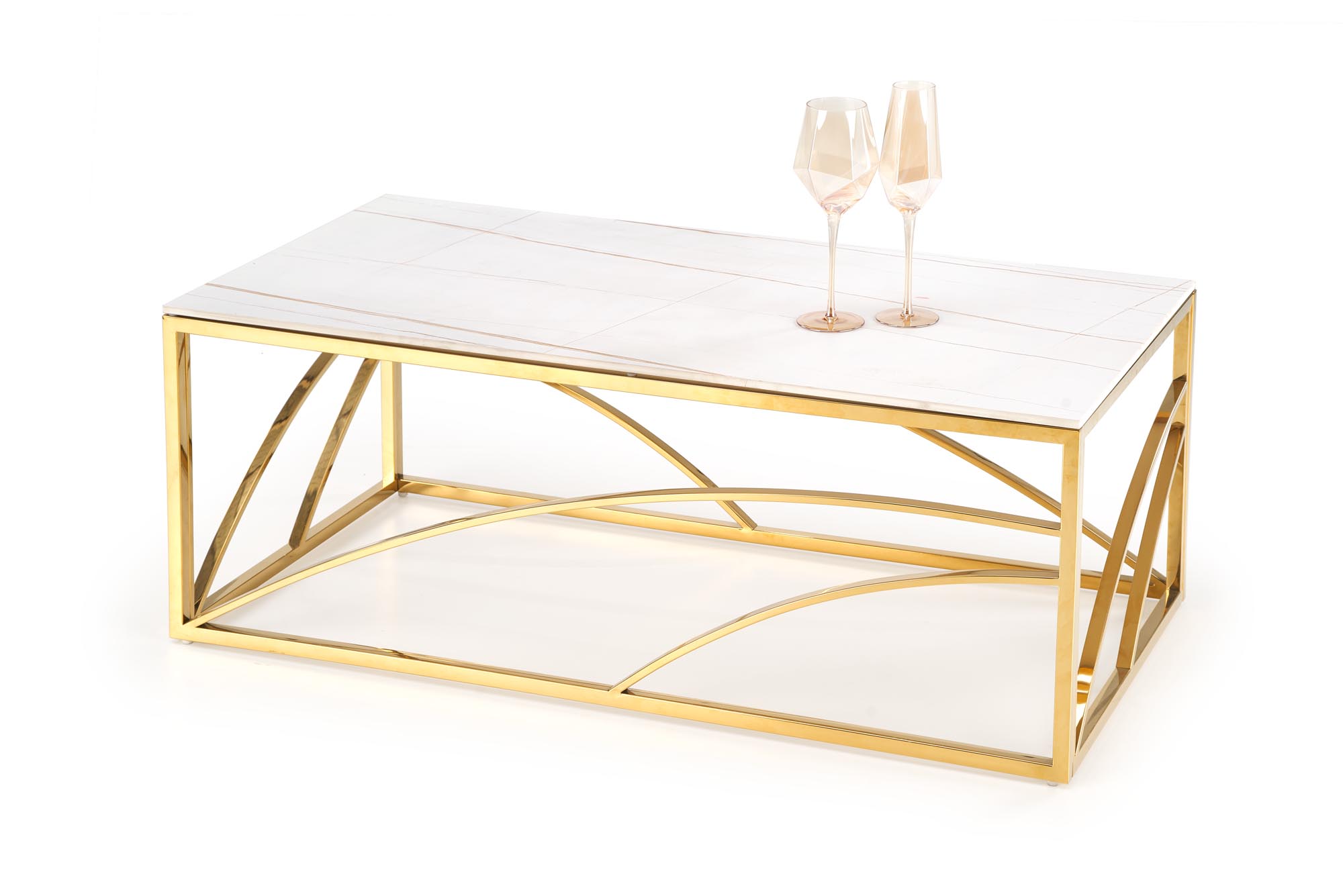 UNIVERSE 2, coffee table, white marble / gold