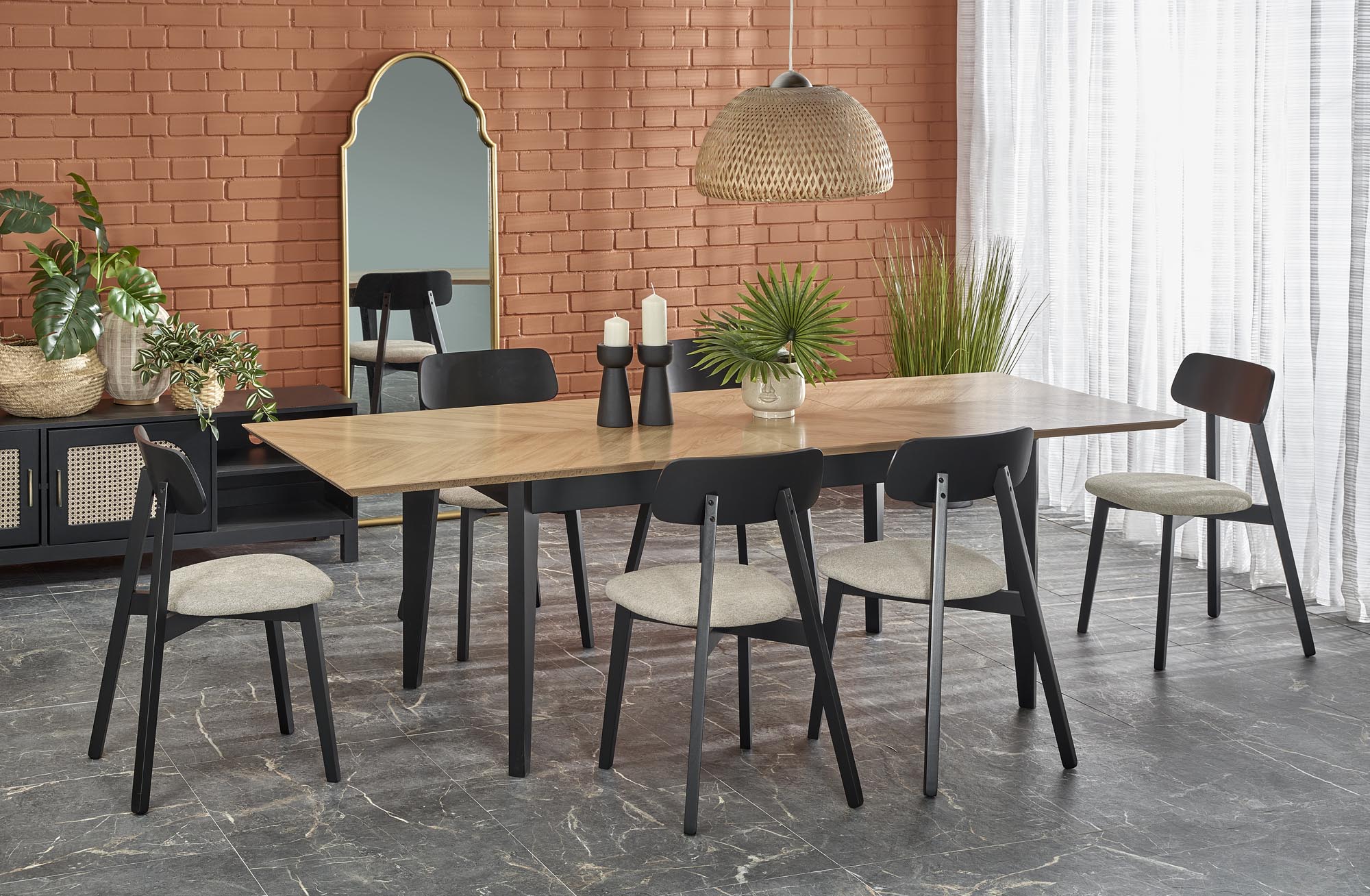 EDMONDO table natural oak / black