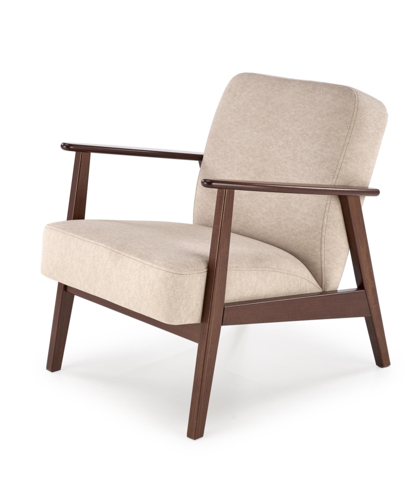 MILANO 1S, leisure chair, beige CASTEL#15 / dark walnut