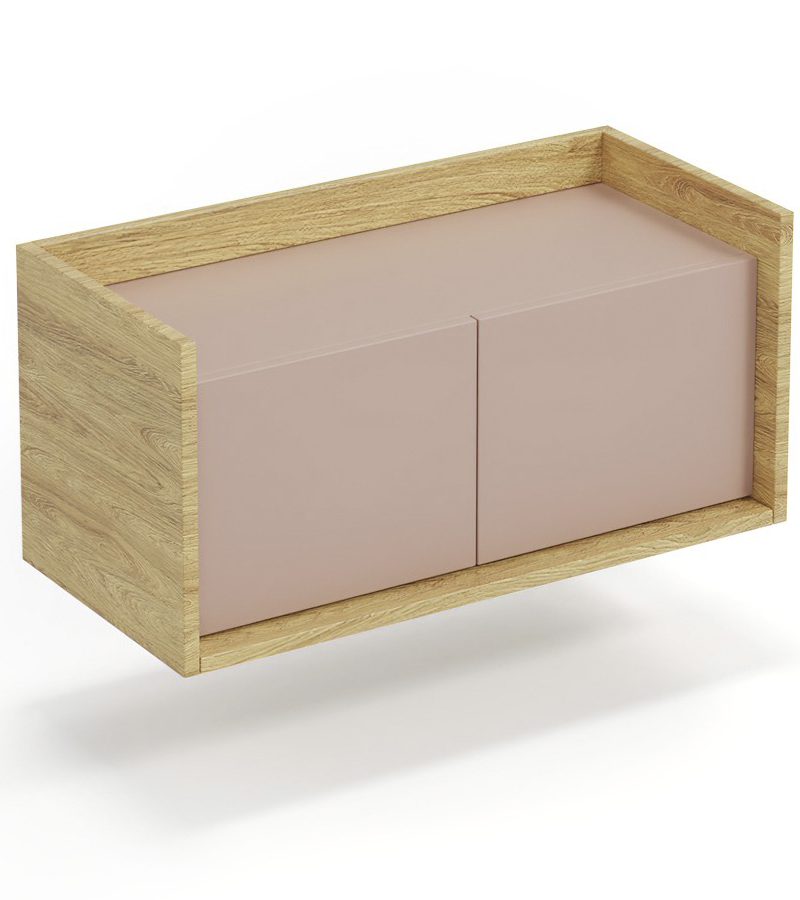 MOBIUS low cabinet 1D color: hikora oak/white