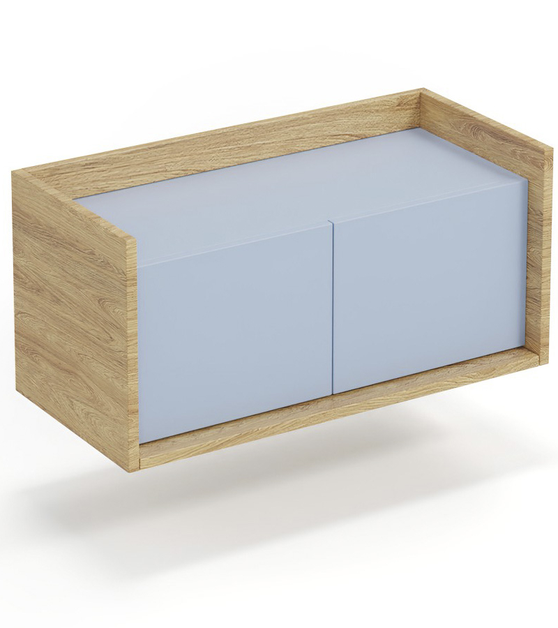 MOBIUS low cabinet 2D color: hikora oak/light blue