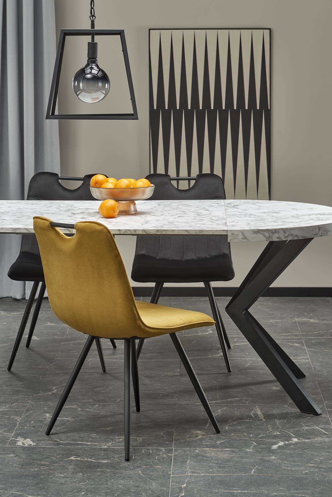 PERONI extension table, white marble / black - Image 15