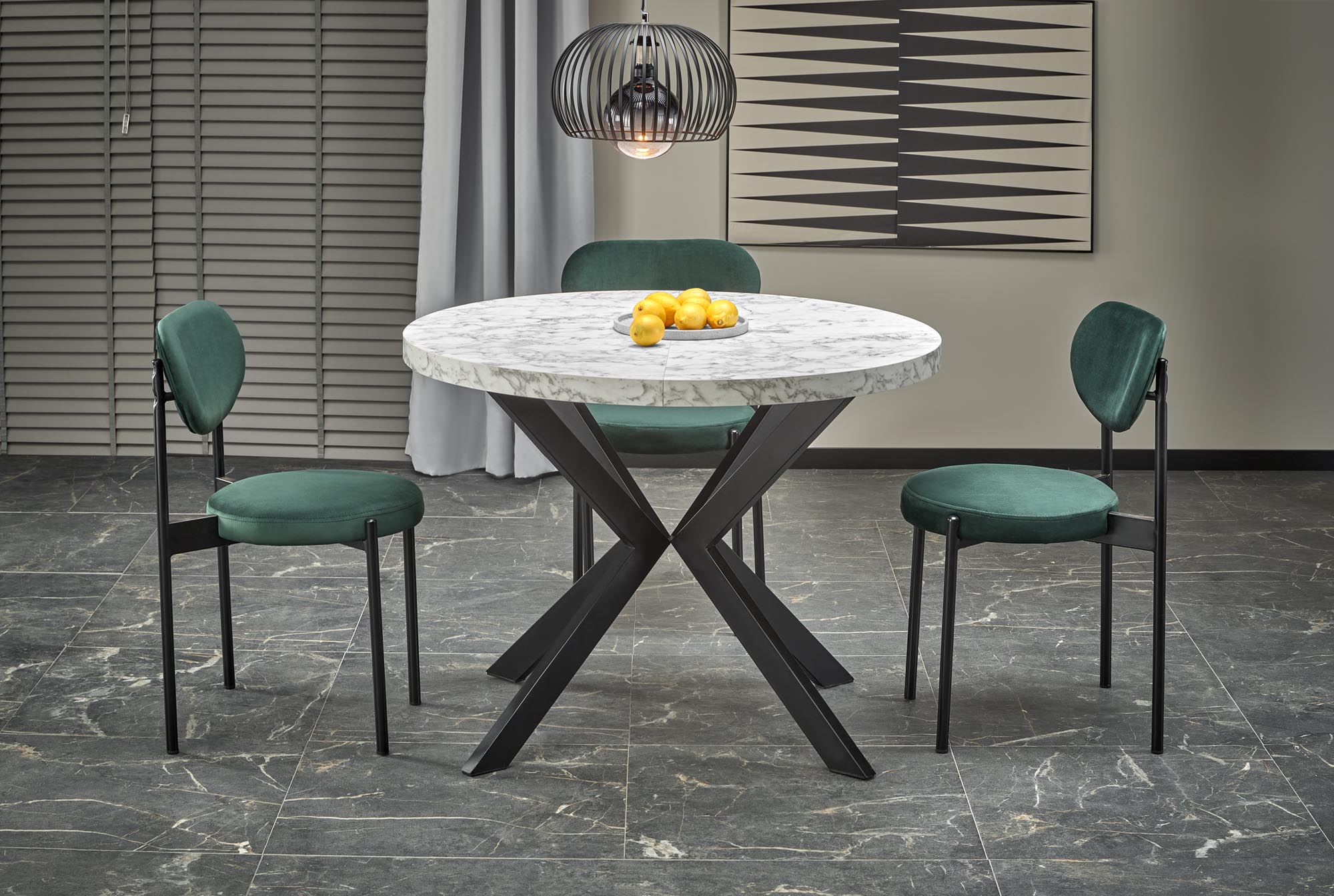 PERONI extension table, white marble / black - Image 18