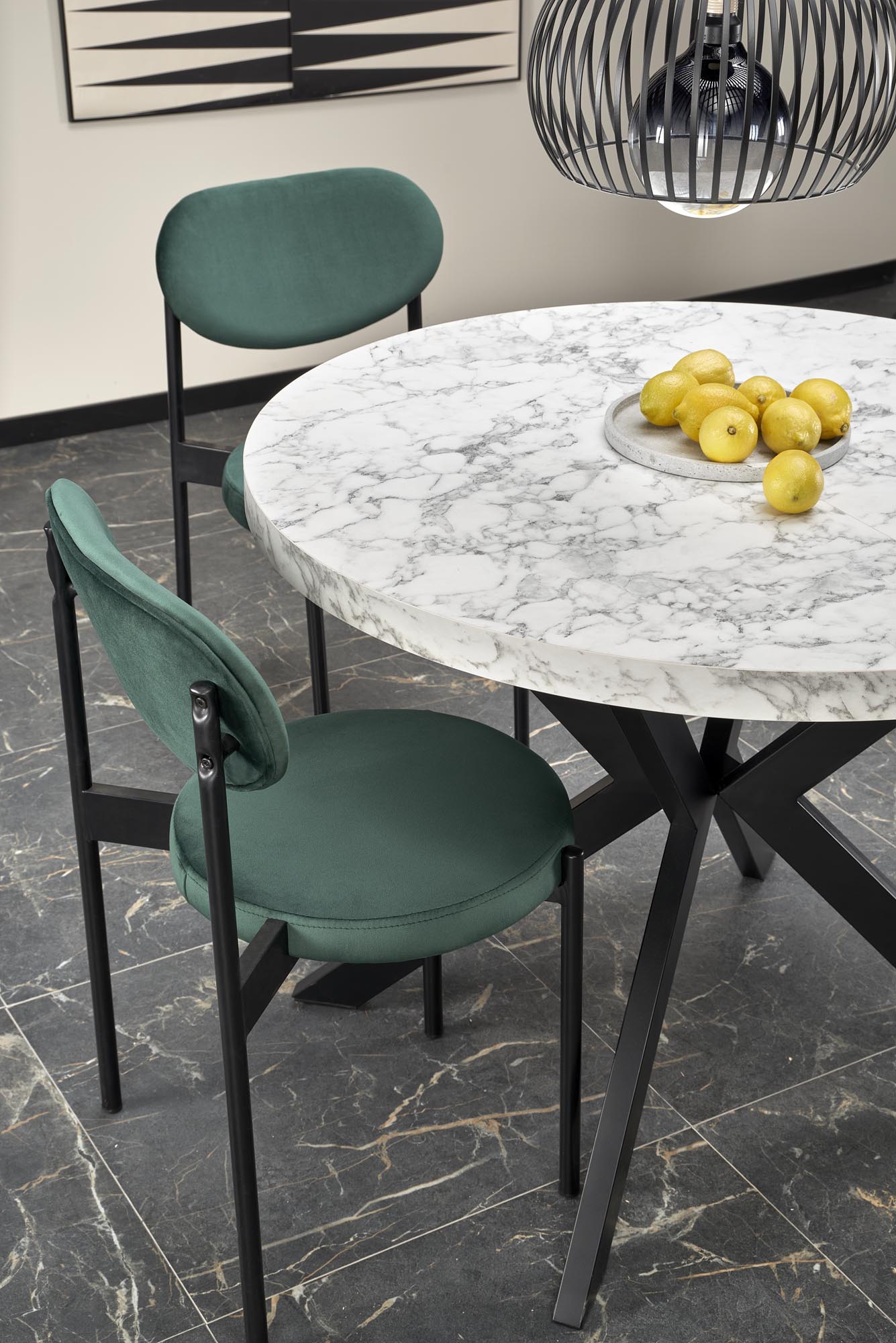 PERONI extension table, white marble / black - Image 19
