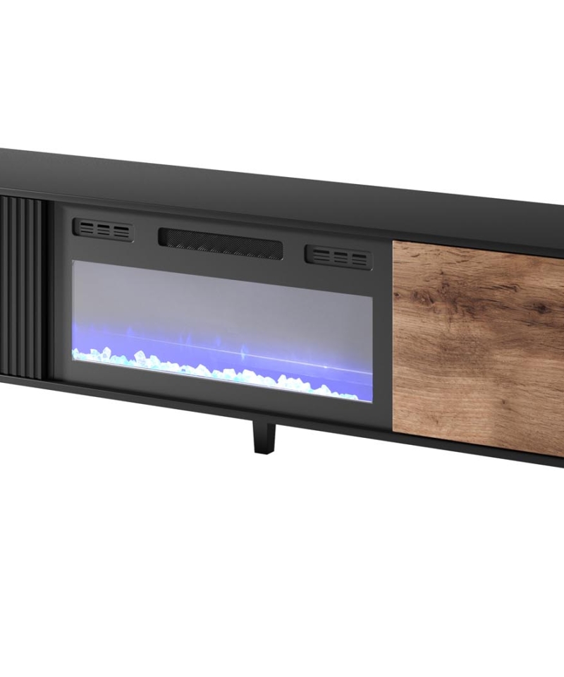 RANDOM RTV-K TV stand with fireplace 180 cm, wotan oak / black