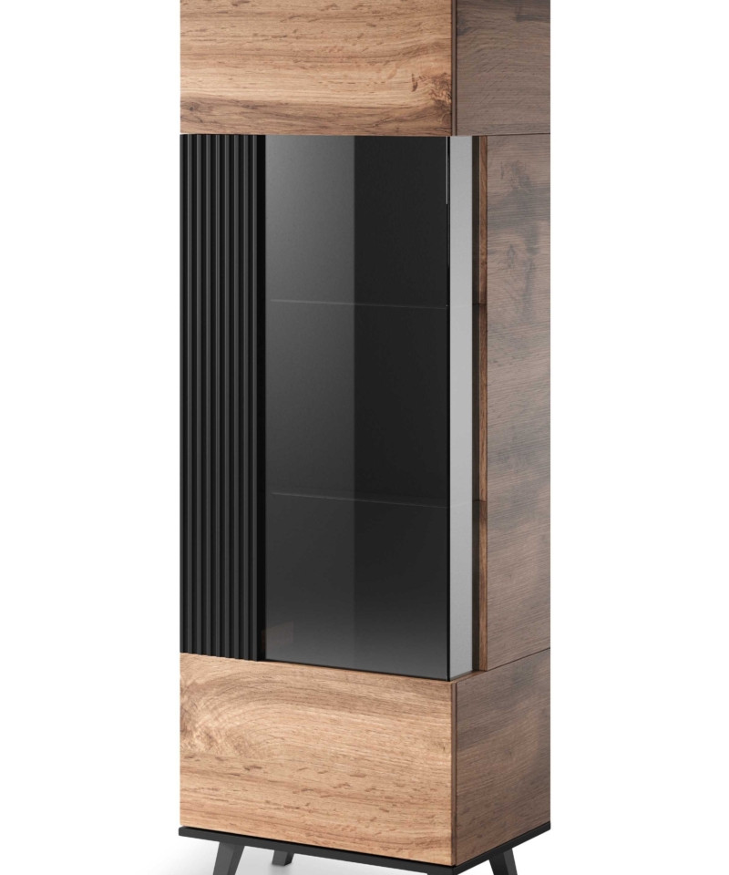RANDOM W-1 display cabinet, color: wotan oak/black