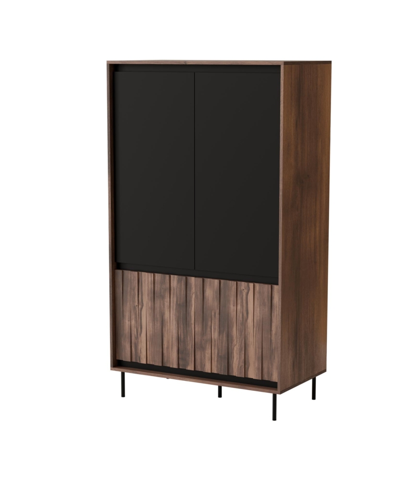 SWING S-1 wardrobe, walnut / black