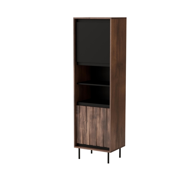 SWING W-1 display cabinet walnut / black