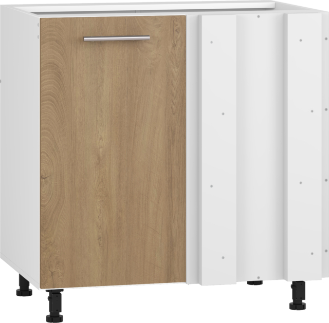 VENTO DN-100/82 corner lower cabinet, color: white / honey oak