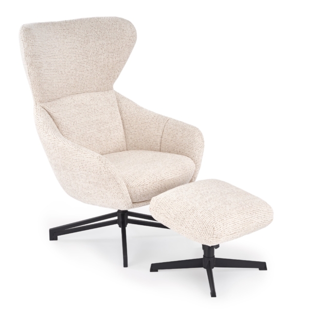 FREDY leisure chair, with stool, l.beige