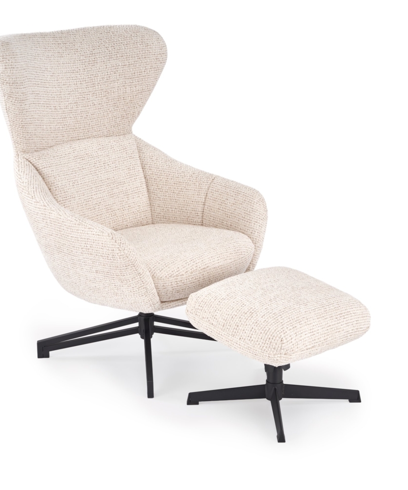 FREDY leisure chair, with stool, l.beige