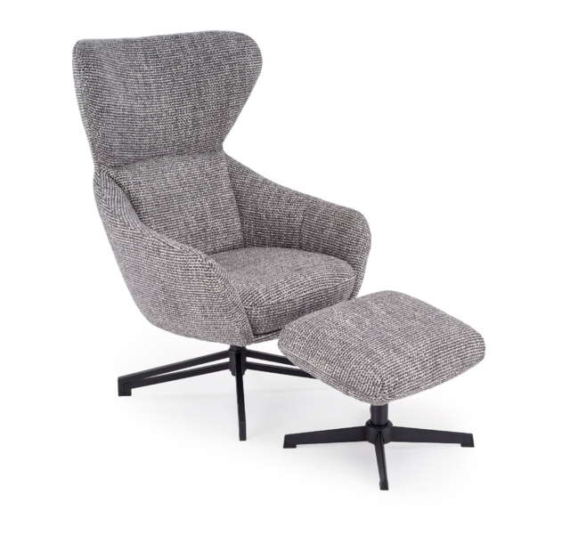 FREDY leisure chair, with stool, grey