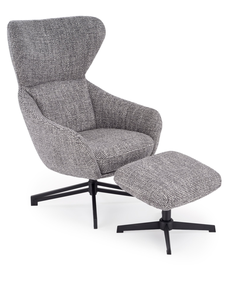 FREDY leisure chair, with stool, grey