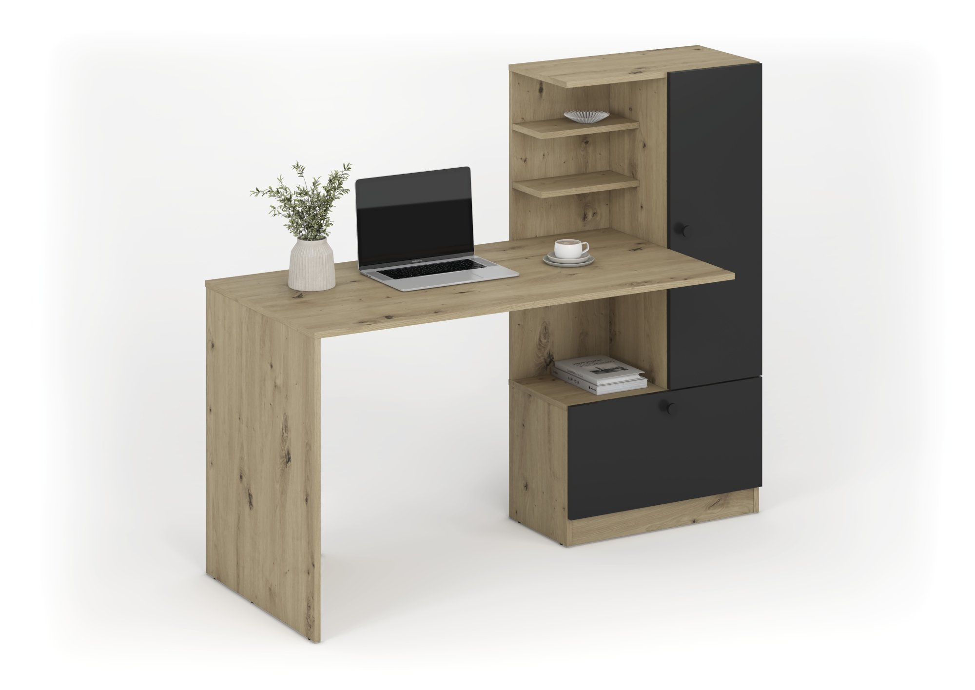 HOBAS desk, artisan oak / black